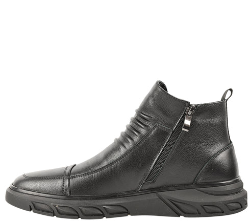 Ghete casual, barbati, MELS, 1003 negru, piele naturala